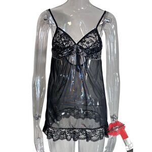 Dreamgirl Lingerie‎ Babydoll Top Womens Small/Medium Black Sheer Sexy